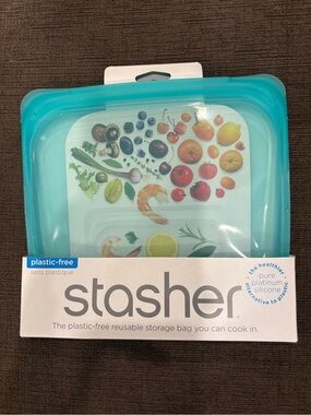 Stasher Blue Silicone Reusable Sandwich Storage Bag